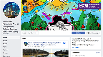 MC的左对齐75周年标志,口号是放在封面图片的右上角的塔科马帕克/银泉校区的视觉和表演艺术的Facebook页面。