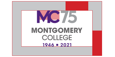 明确的空间周围的MC的集中75周年标志没有口号是四分之三的“MC”的高度。