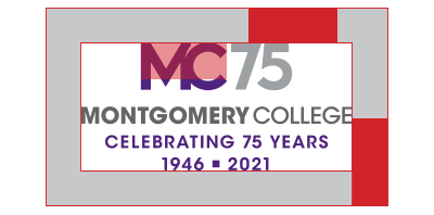 明确的空间周围的MC的集中备用75周年标志和口号是四分之三的“MC”的高度。