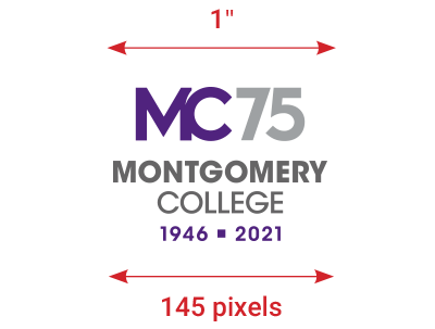 图形MC的集中75周年标志没有标语表明打印的最小尺寸是1”宽,网络是145像素宽的最小大小。
