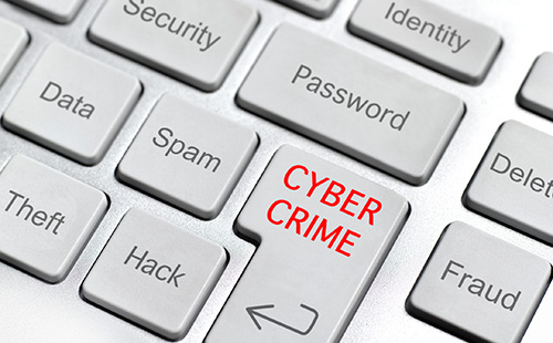 网络犯罪在电脑键盘按钮